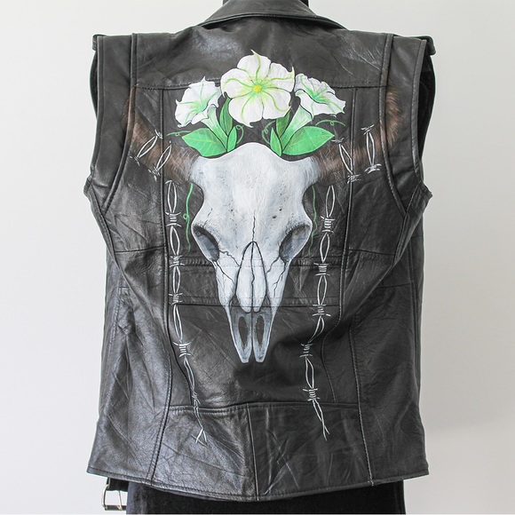 Hand painted vintage moto vest - Picture 4 of 4